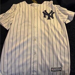 Majestic Navy and White Striped Baseball Jersey